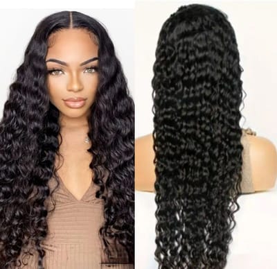 Luxe HD Diep Golf Pruiken Dames -100% Echt Haar | 4x4 Lace Closure | Braziliaanse Deep Curly | 26 Inch0 65 cm- Frazimashop