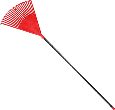 KOTARBAU® Bladhark, Tuinhark van Kunststof, 48 cm, met Aluminium Steel, 150 cm, Extra-Click, Gazonhark, Waaierbezem, Stevige Hark, Hark voor Gras Tuin Gazon, Rood & Zwart