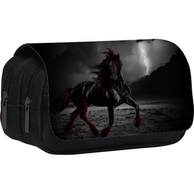 Dubbellaags etui dier paard paard 3D kleurendruk basisschool en middelbare school kinderen etui schrijfwaren tas