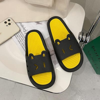 Leuke Cartoon Pantoffels Dames Zomer Nieuwe Mode Binnensandalen Voor Mannen Buiten Open Teen Slippers Huisstel Antislip Schoenen 42-43 zwart