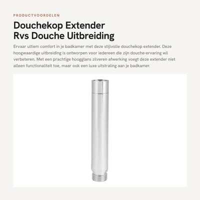 Dailygoods- Douchekop Extender 4 Inch - RVS Douche Uitbreiding - Douche Accessoire - G1/2" Koppeling - Hoogglans Zilver - Duurzaam Materiaal - Douchearm