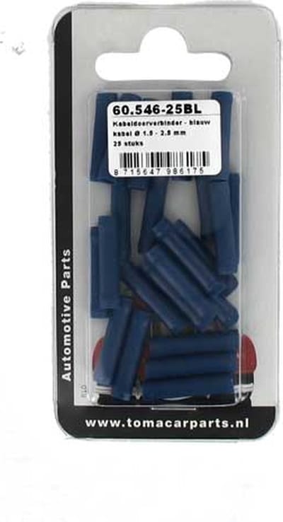 Kabeldoorverbinder blauw 25 stuks blister