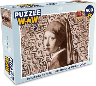 Puzzel Meisje met de parel - Johannes Vermeer - Bruin - Legpuzzel - Puzzel 500 stukjes