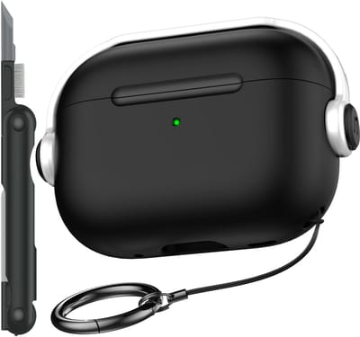 Hoesje voor Airpods Pro 2e/1e generatie met Veilig Slot - Beschermhoes met Reinigingsset - Zwart & Wit