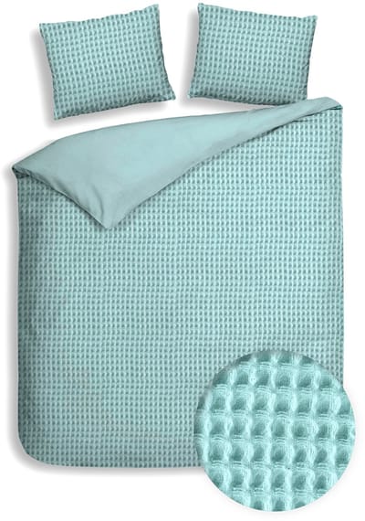 Heckettlane Dekbedovertrek Vafala - Deken - Dekbed - Sky Blue - 100% Katoen-Perkal - 200x200-220 cm + 2 slopen 60/70 cm