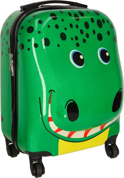 lichtgewicht reis koffer voor kinderen - Trolley - Handbagage - Krokodil - 31 cm x 46 cm x 26 cm - Groen