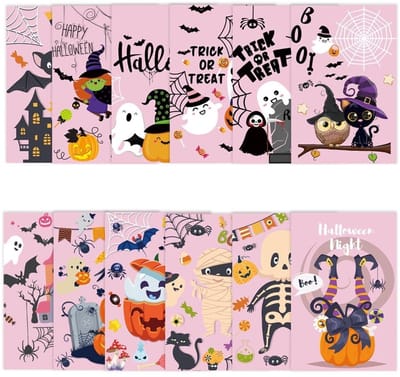 Dailygoods- Wenskaart Halloween set - 12 stuks - Ansichten - Cadeaubonnen - Feestelijke ontwerpen - Hoogwaardig karton - Duurzaam - Ansichtkaart