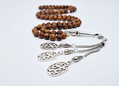 Handgemaakte tesbih "Tasbih" natuursteen "Jaspis van olifantenhuid" - Aantal kralen 99 - Diameter kralen 8MM - met metaal tassel "Yarab" - Een mooi cadeau-idee