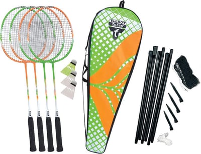 Complete Badmintonset voor 4 Personen: Rackets, Net en Shuttles Inclusief Tas
