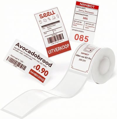 Niimbot labelprinterrol voor B21 Pro 300DPI - 38x70mm - 1 rol met 115 Labels - wit