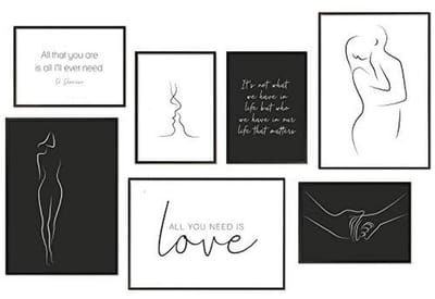 Premium Posterset met Lijnkunst - Set van 7 Afbeeldingen (3 A3 en 4 A4)
