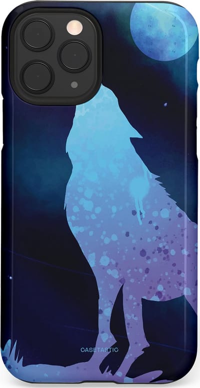 Casetastic Hoesje Geschikt voor Apple iPhone 11 Pro - Stijlvolle Beschermende Duo-layer Case - Blauwe Wolvennacht