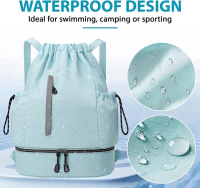 Gymtas met trekkoord, grote capaciteit, waterdichte nylon gymtas, verstelbaar trekkoord, gymtas voor dames en heren, sporttas voor gym, zwemmen, sport, reizen