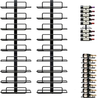 2 STUKS Wijnrek muur bevestigd - Wijnrek - Wijnrek muur -Opbergrek-Metalen wijnrek voor aan de muur - Wand wijnrek - Wijnfleshouder wand - Stores up to 9 bottles of wine - Vertical design saves space - Suitable for home bars kitchens restaurants