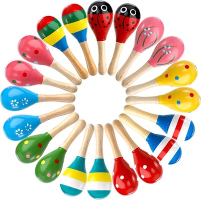 Mini Houten Maracas 20-Pack voor Kinderen - Rammelaars en Muzikaal Speelgoed voor Feestjes