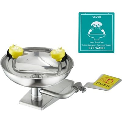 VEVOR Oogspoelstation 27 cm, wandgemonteerd oogspoelbekken van roestvrij staal, noodspoelbak 410 x 330 x 240 mm, oogreinigingsapparaat, ideaal voor laboratoria, fabrieken, scholen en bouwplaatsen