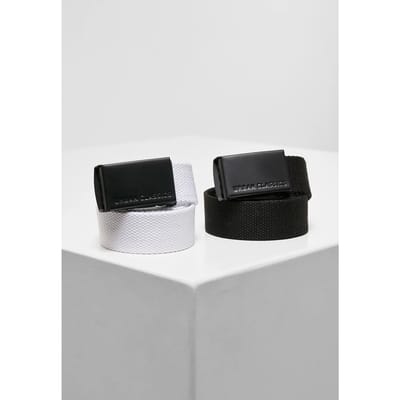 Urban Classics - 2pack Kinder Canvas riem - Zwart/Wit