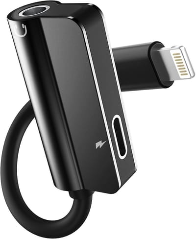 2-in-1 Lightning naar 3.5mm hoofdtelefoon- en oplaadkabeladapter, MFI-gecertificeerde AUX splitter voor iPad, hoofdtelefoon jack converter en oplader voor auto