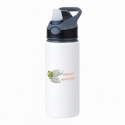 Hacebo® - Olifant waterfles met rietje zwart - Olifant - dieren liefhebbers - leuke cadeau voor iemand die van houdt van olifanten - verjaardagscadeau - kado - gift - water fles - 650ML