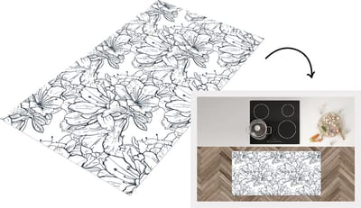 Keukenloper - Loper keuken - Bloemen - Patroon - Lijn - 120x60 cm - Keukenloper vinyl