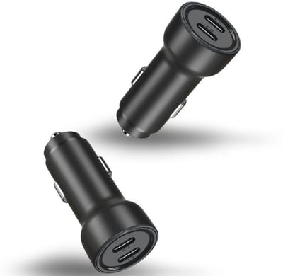 DrPhone QC15 Autolader 65W – Dual USB-C PD Snellader – Voor Smartphone, Tablet en Laptop – 12V/24V – Aluminium – Zwart