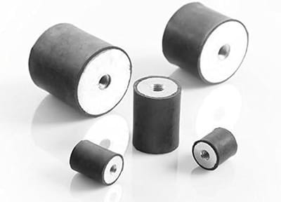 Machinevoet - Rubberen buffer - Trilling dempen - Dubbele binnendraad - 75x55mm - Zwart