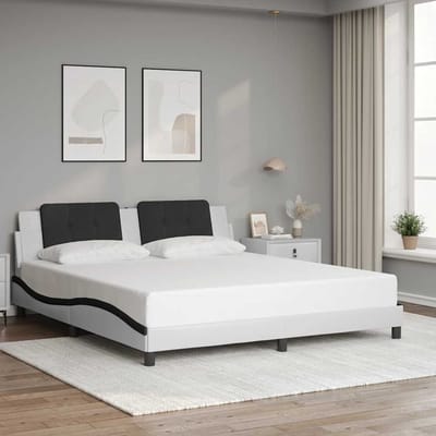 vidaXL - Bedframe - zonder - matras - "Zadar" - kunstleer - wit - en - zwart - 180x200 - cm