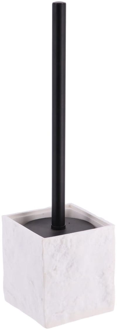 Tendance WC/toiletborstel in houder - wit - kunststeen - polyresin - 10 x 37 cm