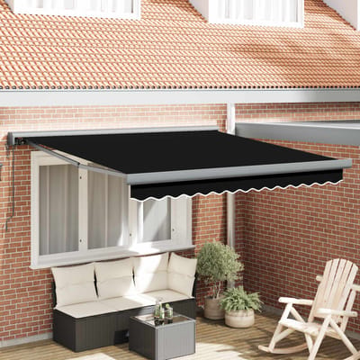 vidaXL - Uitschuifbare - luifel - Zwart - 350 - x - 250 - x - 165 - cm - Stof - en - Metaal