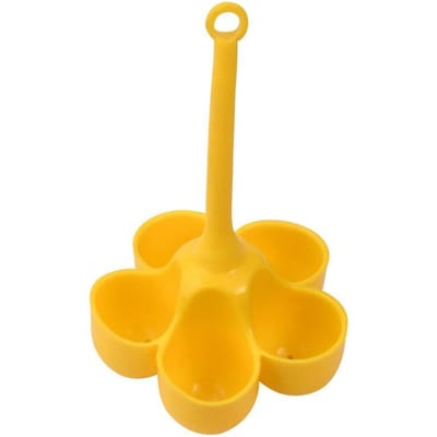 Cuiseur à œufs en Silicone à 5 trous, résistant aux hautes températures, plateau à œufs cuits à la vapeur, outils alimentaires complémentaires de qualité alimentaire yellow