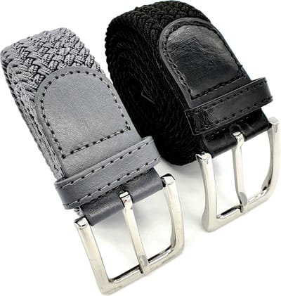 Elastische Riem - 2 Pack - Zwart, Grijs, 115 cm