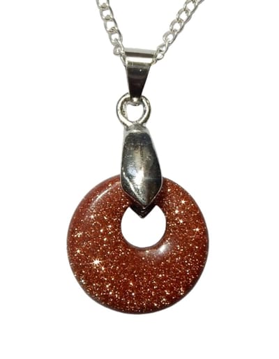 Goudsteen Rood Mini Donut Hanger Verzilverd