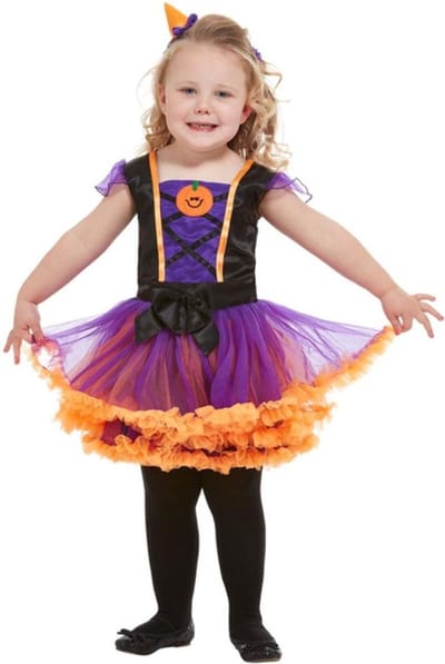 Smiffys - Toddler Pumpkin Witch Kinder Kostuum - Kids tm 2 jaar - Oranje