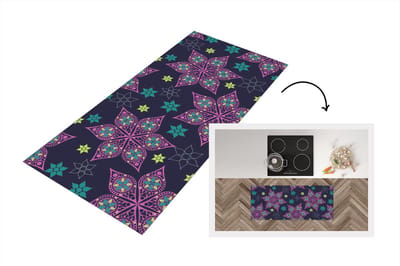 Keukenloper - Loper keuken - Sterren - Regenboog - Luxe - Winter - Patroon - 120x50 cm - Keukenloper vinyl