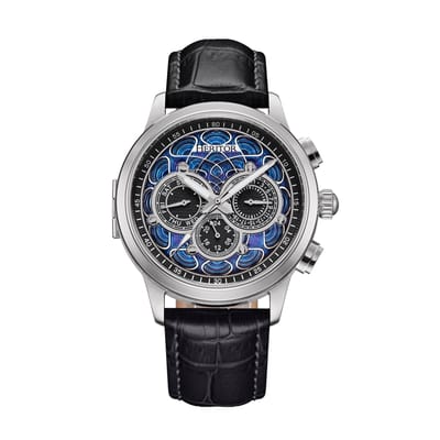 Heritor Automatic Apostle horloge met leren band en dag-/datumaanduiding - zilver/zwart