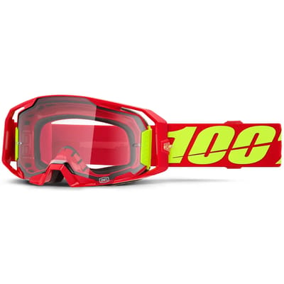 100% ARMATIC Cross Goggles - Rood/Geel Fluo - Heldere Lens
