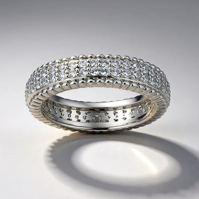 Cavill - Zilveren ring 925 Sterling met 82 Cambodjaanse zirkonen 0,972 ct - Rond slijpsel 1,3 mm - Elegante brede damesring 21 mm