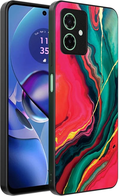 Smartphonica Telefoonhoesje Geschikt voor Motorola Moto G64 met Rood Groen Marmer Opdruk - TPU Backcover Case Red Green Marble Design geschikt voor Motorola Moto G64