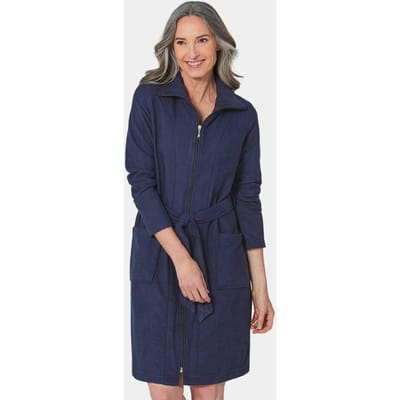 Lichte badstof badjas met ritssluiting - donkerblauw - Gr. 20/21 van Goldner Fashion