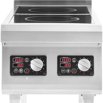 Inductieplaat met bodem - 2 x 20 cm - 10 niveaus - timer - Royal Catering RCIK-3500IC2.1