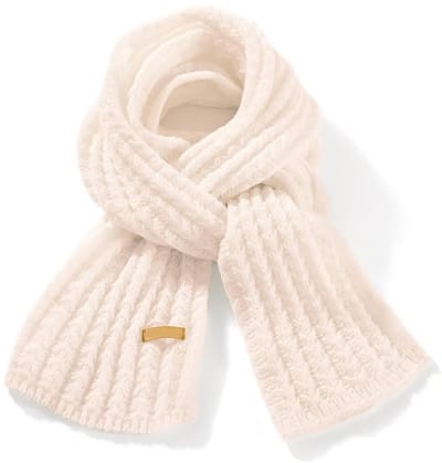 Damessjaal - Warm en dik - Gebreide sjaal - Elegante effen kleur - Handgebreide sjaal - Warme damessjaal - Extra dik en winddicht - Nekwarmer voor dames - Geschikt voor wandelen in de buitenlucht - Skiën - Fietsen - Beige - 160*22cm