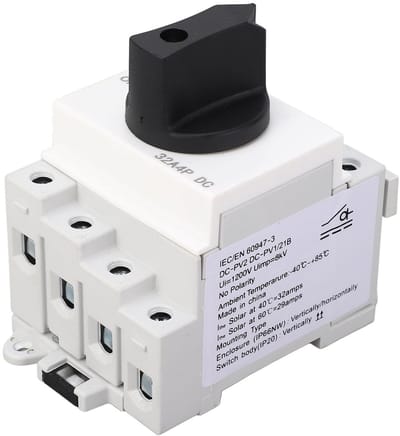 aladdien - DC isolator - Photovoltaic schakelaar - Waterdicht en veilig - 32A 1000V - Miniatuur schakelaar - Geschikt voor zonnepanelen - 4 polig