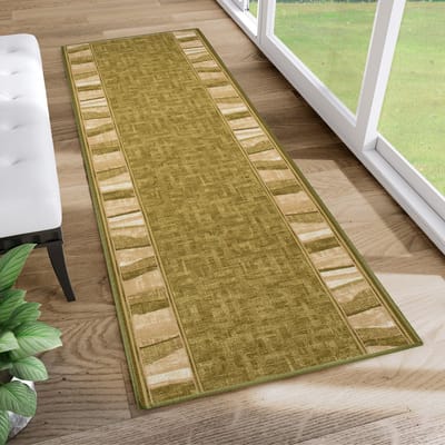 Tapiso Antislip Rubber Mat Loper Groen Woonkamer Slaapkamer Hal Klassiek Modern Rubbermat Maat- 80x100
