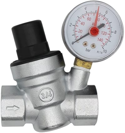 Cosensi - Waterdrukregelaar - Drukverlager met manometer - Chroom - 1/2 3/4 inch aansluiting - Ideaal voor waterinstallaties - Compact formaat