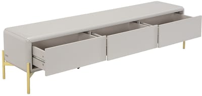Vente-unique Tv-meubel met 3 lades van MDF - Beige en goud - LYBAKA