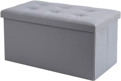 Opvouwbare Opbergbank - Ottomaan Poef - Extra Zitplaats - Grote Capaciteit - 76x38x38cm - Grijs