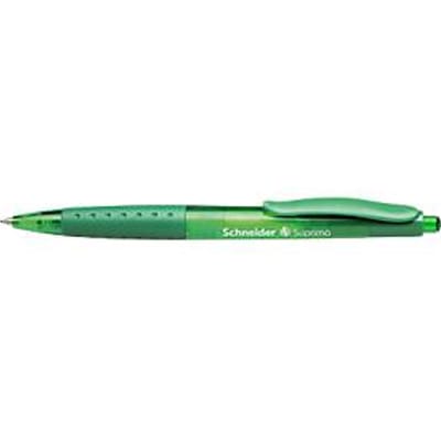 Biros Schneider Suprimo, schrijfkleur groen, lijndikte M, roestvrijstalen punt, rubberen grip, 20 stuks, groen