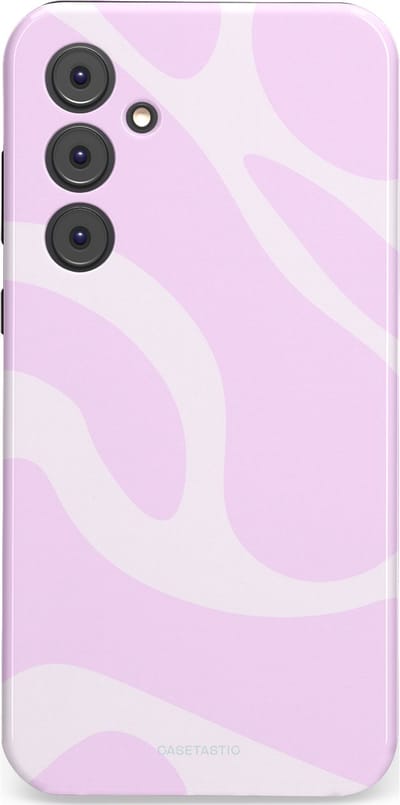 Casetastic hoesje geschikt voor Samsung Galaxy A35 - Dubbellaagse bescherming - Vrolijk Roze Suikerspin Curves - Fashion Case - Lichtroze Wit