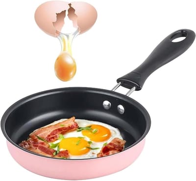 Mini Koekenpan - Kleine Pan - Ontbijt Maken - Antiaanbaklaag - 12 Cm - Roze