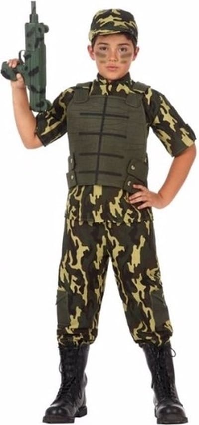 Atosa Soldaten verkleedkleding kostuum - voor jongens - leger / militairen kleding - camouflage 116
